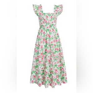 Hill House Nap Dress - Pink Roses Poplin Dress with Pockets Size L